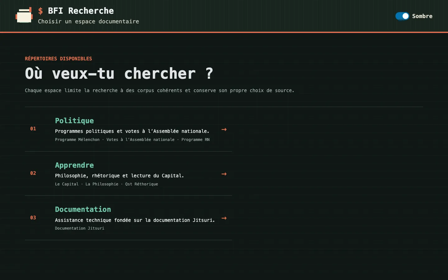 BFI Recherche : recherche